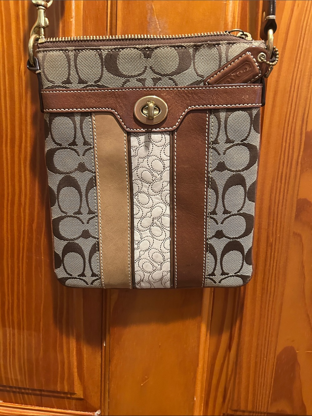 Coach Multi-Tone Signature Stripe Crossbody Bag